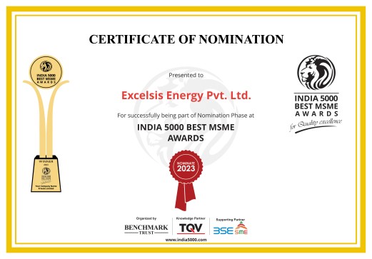 Excelsis Energy Private Limited have been nominated for the India 5000 Best MSME Awards 2023 by India 5000 Awards